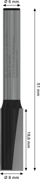 BOSCH PRO ravno glodalo, dva žleba, Ø 8×L 19,6, prihvat 6 mm - Glodalo za žljebove 6x8x51 (2608628441) Madras doo Beograd Madras doo Beograd