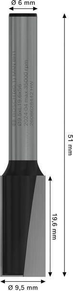 BOSCH PRO ravno glodalo, dva žleba, Ø 9,5×L 19,6, prihvat 6 mm - Glodalo za žljebove 6x9,5x51 (2608628442) Madras doo Beograd Madras doo Beograd
