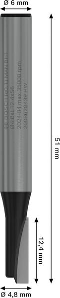 BOSCH PRO ravno glodalo, jedan žleb, Ø 4,8×L 12,4, prihvat 6 mm - Glodalo za žljebove 6x4,8x51 (2608628439) Madras doo Beograd Madras doo Beograd