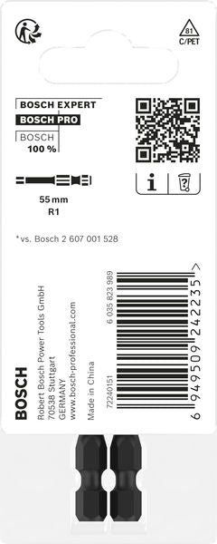 BOSCH PRO Robertson Impact nastavak, R1, 55 mm, 2 kom. - Umetak uvrtača PRO R1 Impact (2608522550) Madras doo Beograd Madras doo Beograd