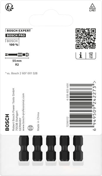 BOSCH PRO Robertson Impact nastavak, R2, 55 mm, 5 kom. - Umetak uvrtača PRO R2 Impact (2608522553) Madras doo Beograd Madras doo Beograd