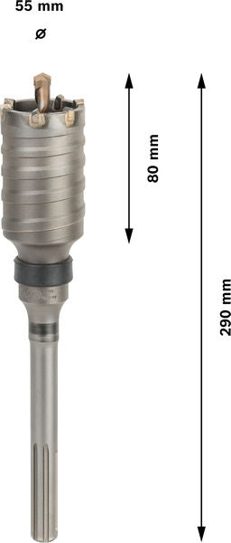 BOSCH PRO SDS max-5 kruna za bušenje, jednodelna, 55×80×160 mm - Kruna za buš.SDSmax9,jednod.55x160x290,6 (F00Y145192) Madras doo Beograd Madras doo Beograd