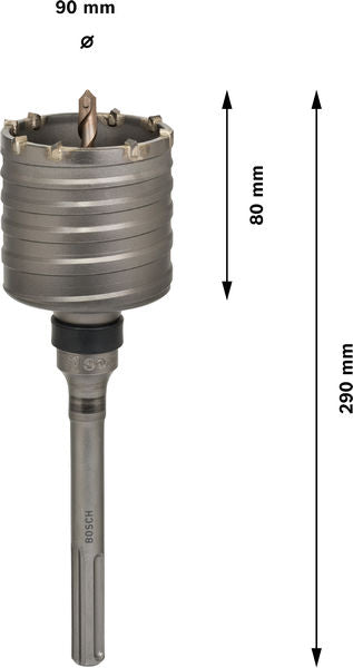 BOSCH PRO SDS max-5 kruna za bušenje, jednodelna, 90×80×160 mm - Kruna za buš.SDSmax9,jednod.90x160x290,8 (F00Y145198) Madras doo Beograd Madras doo Beograd