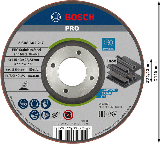 BOSCH PRO Semi-Flexible brusni disk, 115×3×22,23 mm - Polufleksibilna br.ploča WA 46 BF,115x3 (2608602217) Madras doo Beograd Madras doo Beograd