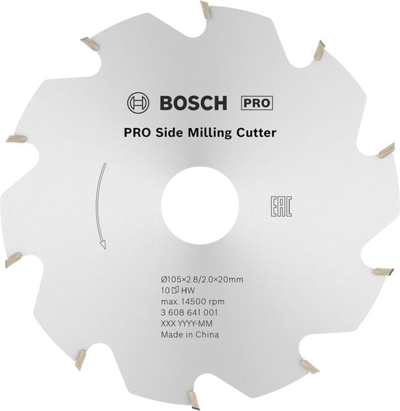 BOSCH PRO Side sekač za glodanje, 105×20×2,8 mm, 10 zubaca - Glodalica za proreze 105x20-10 (3608641001) Madras doo Beograd Madras doo Beograd