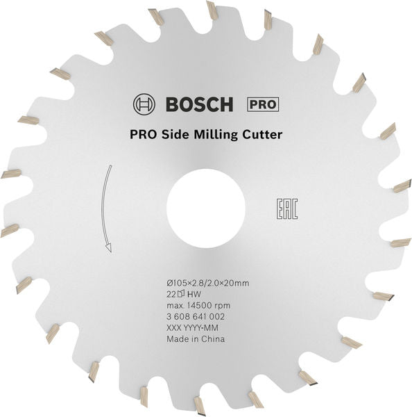 BOSCH PRO Side sekač za glodanje, 105×20×2,8 mm, 22 zubaca - Glodalica za proreze 105x20-22 (3608641002) Madras doo Beograd Madras doo Beograd