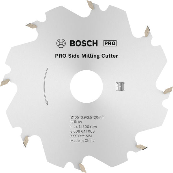 BOSCH PRO Side sekač za glodanje, 105×20×4 mm, 8 zubaca - Glodalica za proreze 105x20-8 (3608641008) Madras doo Beograd Madras doo Beograd