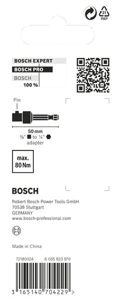 BOSCH PRO Socket Adapter sa vezom iglom, 3/8", 50 mm - Adapter 1/4'' HEX (2608551108) Madras doo Beograd Madras doo Beograd