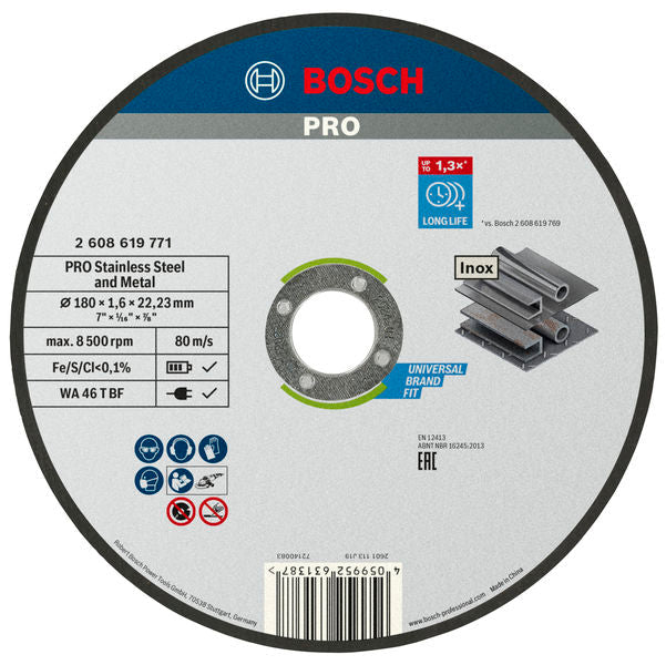 BOSCH PRO Stainless Steel and Metal lepljena rezna ploča, 180×1,6×22,23 mm, ravna - Rezna ploča ravna 180x1,6 mm SfInox (2608619771) Madras doo Beograd Madras doo Beograd
