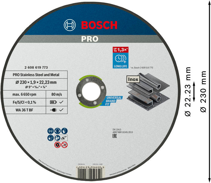 BOSCH PRO Stainless Steel and Metal lepljena rezna ploča, 230×1,9×22,23 mm, ravna - Rezna ploča ravna 230x1,9 mm SfInox (2608619773) Madras doo Beograd Madras doo Beograd