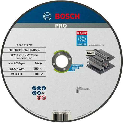 BOSCH PRO Stainless Steel and Metal lepljena rezna ploča, 230×1,9×22,23 mm, ravna - Rezna ploča ravna 230x1,9 mm SfInox (2608619773) Madras doo Beograd Madras doo Beograd