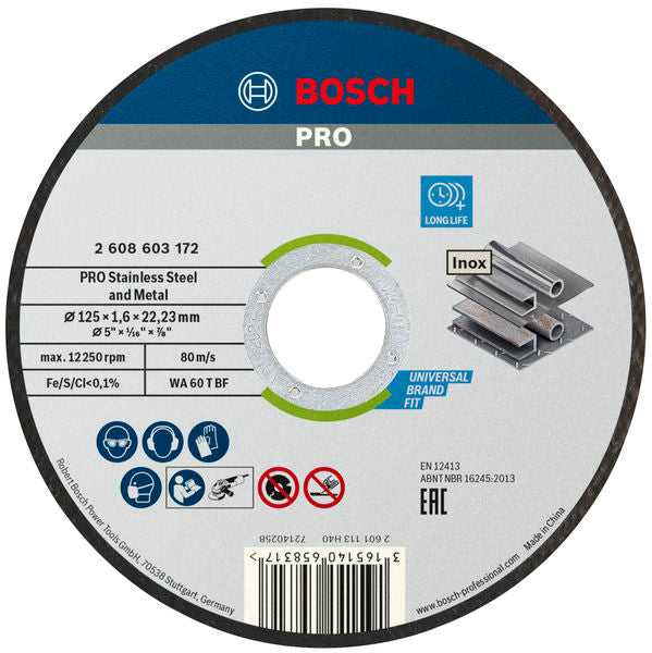 BOSCH PRO Stainless Steel and Metal rezna ploča, 125×1,6×22,23 mm - (2608619050) Madras doo Beograd Madras doo Beograd