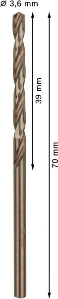 BOSCH PRO Stainless Steel HSS-Co spiralna burgija, 3,6×39×70 mm, 10 kom. - (2608588090) Power Tools BOSCH Madras doo Beograd