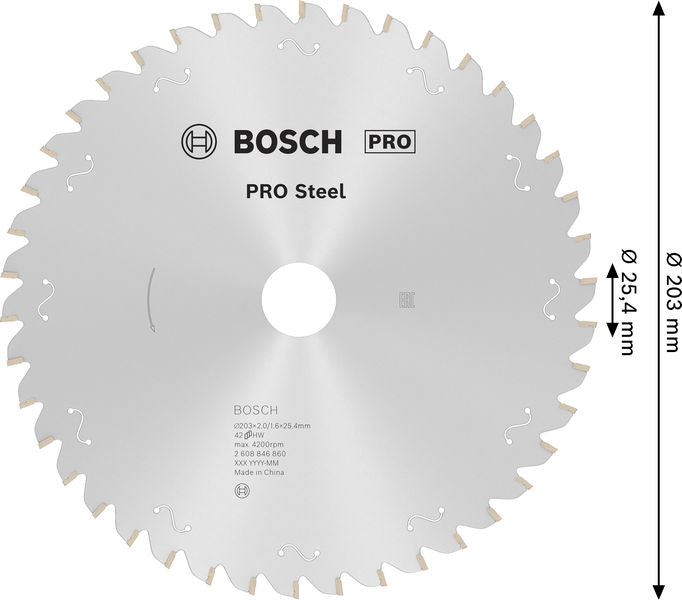 BOSCH PRO Steel corded list kružne testere, 203×2×25,4 mm - List kružne testere 203×2.0/1.6×25.4-42T (2608846860) Power Tools BOSCH Madras doo Beograd