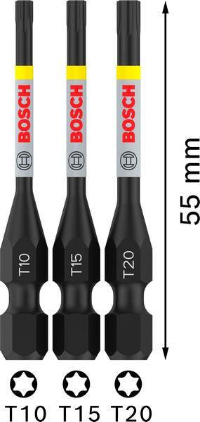 BOSCH PRO T Impact nastavci, T10, T15, T20, 55 mm, 3 kom. - Umetak uvrtača PRO T Impact Set (2608521U54) Madras doo Beograd Madras doo Beograd