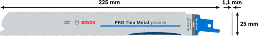 BOSCH PRO Thin Metal precise S1137EAF list testere, 1,1×25×225 mm, 5 kom. - List sablja testere RBP- 5ER S 1137 EAF (2608658989) Madras doo Beograd Madras doo Beograd