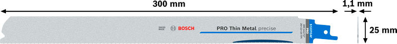 BOSCH PRO Thin Metal precise S1237EAF list testere, 1,1×25×300 mm, 5 kom. - List sablja testere RBP- 5ER S 1237 EAF (2608658990) Madras doo Beograd Madras doo Beograd