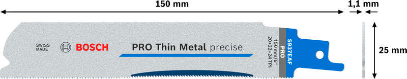 BOSCH PRO Thin Metal precise S937EAF list testere, 1,1×25×150 mm, 5 kom. - List sablja testere RBP- 5ER S 937 EAF (2608658988) Madras doo Beograd Madras doo Beograd