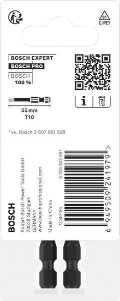 BOSCH PRO Torx Impact nastavak, T10, 55 mm, 2 kom. - Umetak uvrtača PRO T10 Impact (2608522528) Madras doo Beograd Madras doo Beograd
