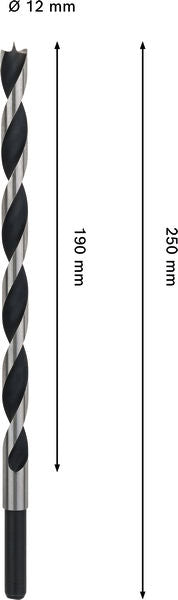 BOSCH PRO Wood spiralna burgija, 12×190×250 mm - (2608577724) Madras doo Beograd Madras doo Beograd