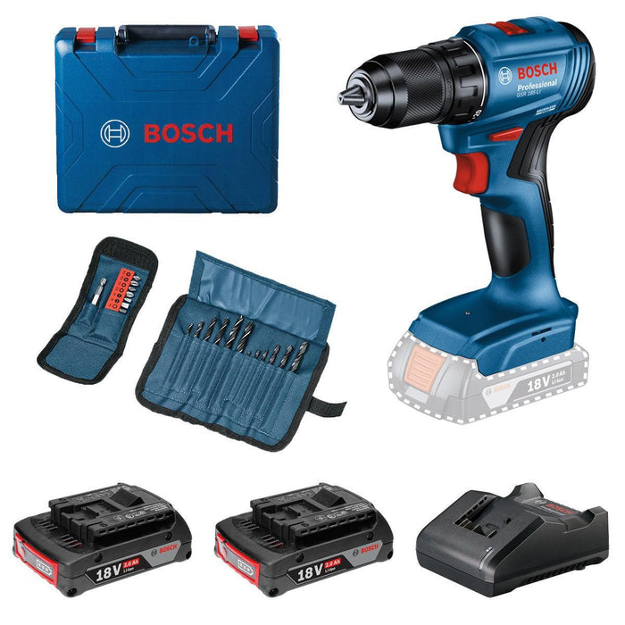 BOSCH Profesionalni set: Akumulatorska vibraciona bušilica/odvrtač GSR 185-LI + 2 x 2,0 Ah akumulatora+ 23-delni set dodatnog pribora u koferu - (0615990N25) Set alata Madras doo Beograd Madras doo Beograd