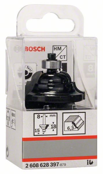 Bosch profilno glodalo D 8 mm, R1 6,3 mm, B 15 mm, L 18 mm, G 60 mm - 2608628397 Glodala BOSCH BOSCH-2608628397 Madras doo Beograd