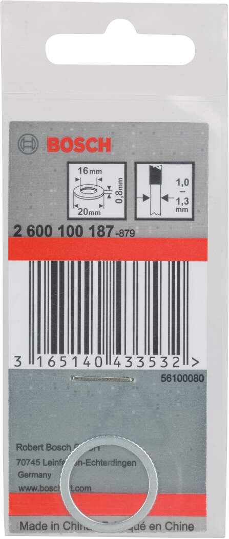 Bosch redukcioni prsten za listove kružne testere 20 x 16 x 0,8 mm - 2600100187 Redukcioni prsten BOSCH Madras doo Beograd