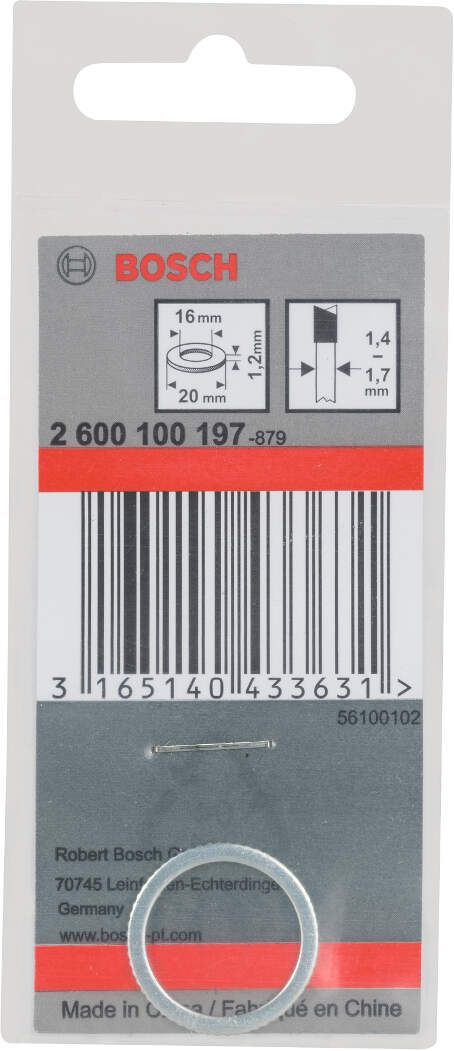 Bosch redukcioni prsten za listove kružne testere 20 x 16 x 1,2 mm - 2600100197 Redukcioni prsten BOSCH Madras doo Beograd