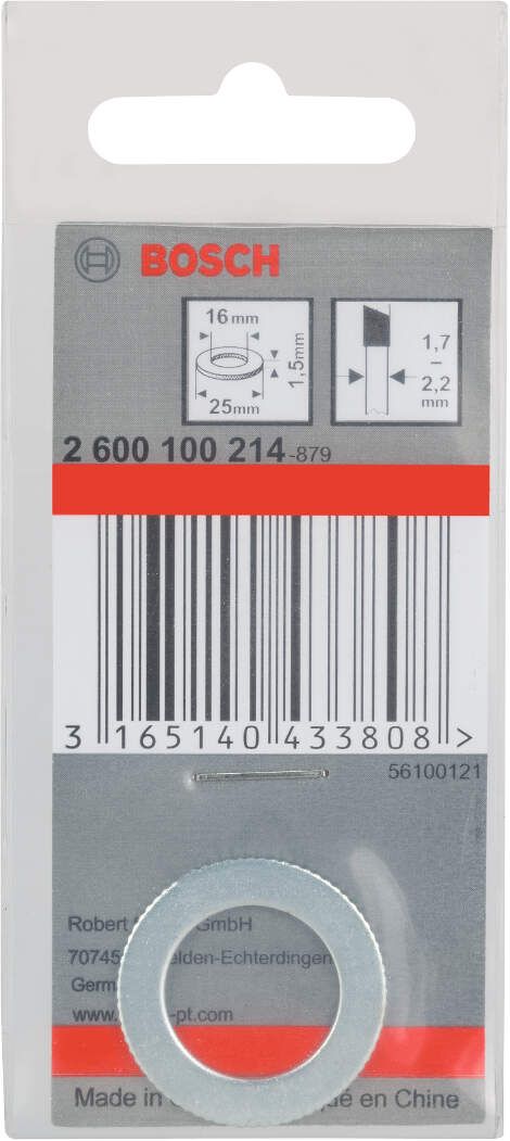 Bosch redukcioni prsten za listove kružne testere 25 x 16 x 1,5 mm - 2600100214 Redukcioni prsten BOSCH BOSCH-2600100214 Madras doo Beograd