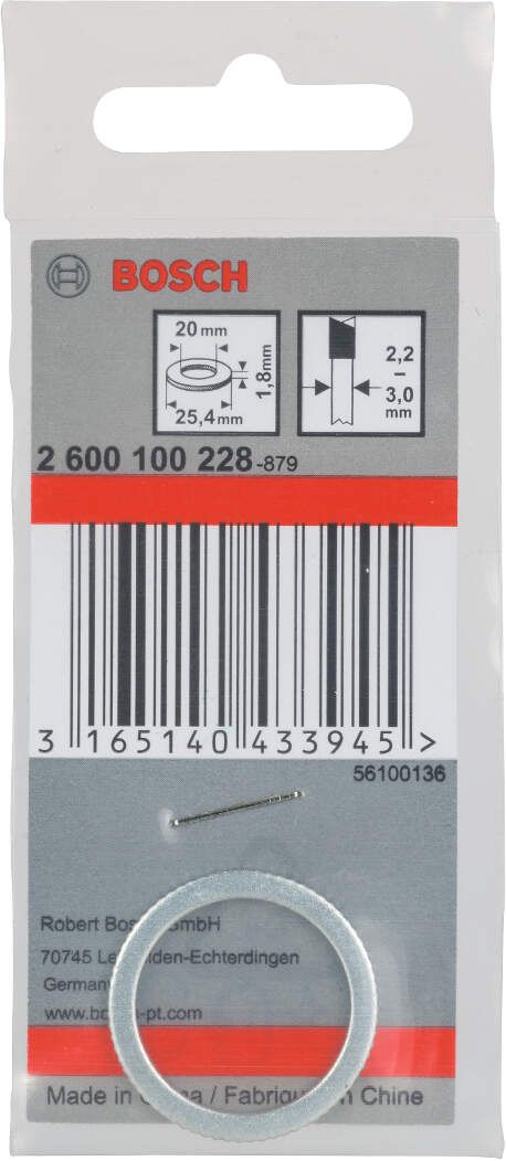 Bosch redukcioni prsten za listove kružne testere 25,4 x 20 x 1,8 mm - 2600100228 Redukcioni prsten BOSCH BOSCH-2600100228 Madras doo Beograd