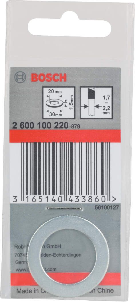 Bosch redukcioni prsten za listove kružne testere 30 x 20 x 1,5 mm - 2600100220 Redukcioni prsten BOSCH BOSCH-2600100220 Madras doo Beograd