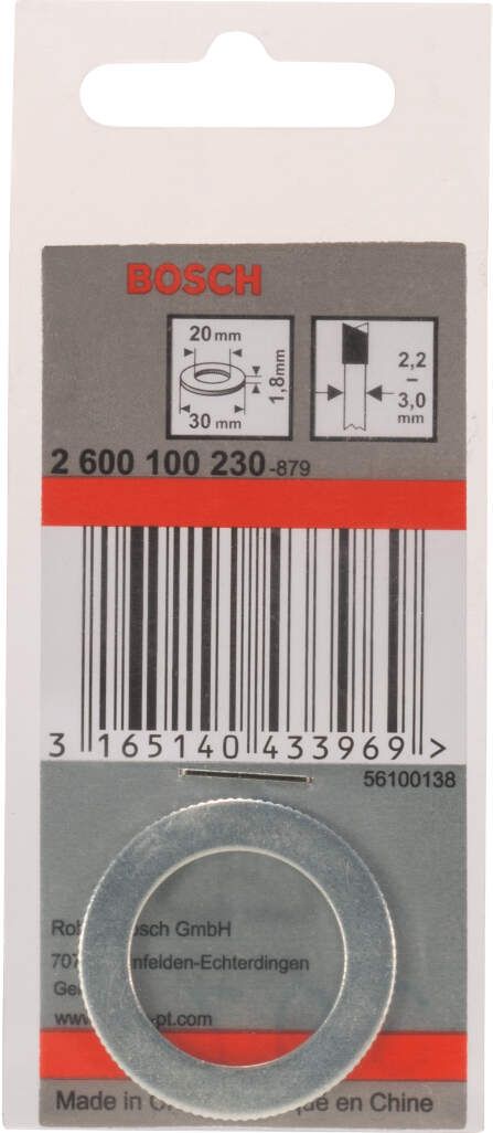 Bosch redukcioni prsten za listove kružne testere 30 x 20 x 1,8 mm - 2600100230 Redukcioni prsten BOSCH BOSCH-2600100230 Madras doo Beograd