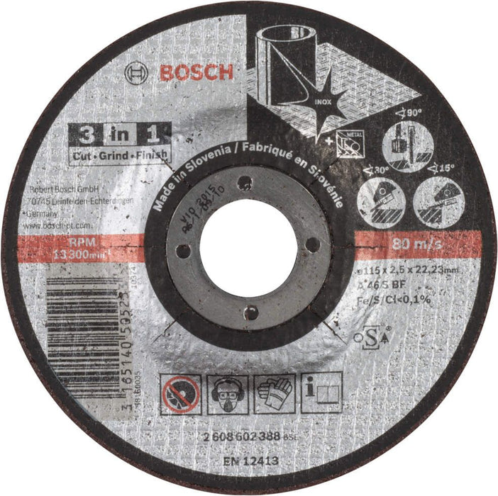 Bosch rezna ploča 3 u 1 A 46 S BF, 115 mm, 2,5 mm - 2608602388 Pribor BOSCH BOSCH-2608602388 Madras doo Beograd