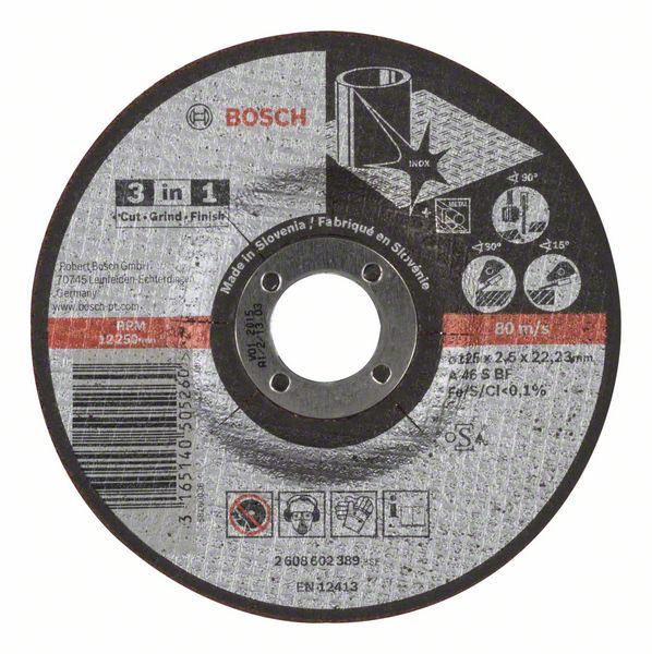 Bosch rezna ploča 3 u 1 A 46 S BF, 125 mm, 2,5 mm - 2608602389 Pribor BOSCH BOSCH-2608602389 Madras doo Beograd