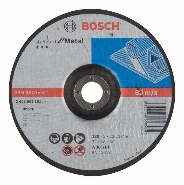 Bosch rezna ploča ispupčena Standard for Metal A 30 S BF, 180 mm, 22,23 mm, 3,0 mm - 2608603161 Rezna ploča za Metal BOSCH BOSCH-2608603161 Madras doo Beograd