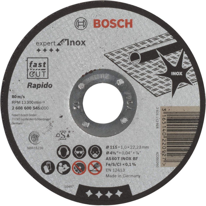 Bosch rezna ploča ravna Expert for Inox - Rapido AS 60 T INOX BF, 115 mm, 1,0 mm - 2608600545 Pribor BOSCH BOSCH-2608600545 Madras doo Beograd