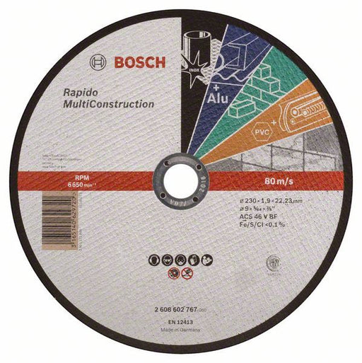 Bosch rezna ploča ravna Rapido Multi Construction ACS 46 V BF, 230 mm, 1,9 mm - 2608602767 Pribor BOSCH BOSCH-2608602767 Madras doo Beograd