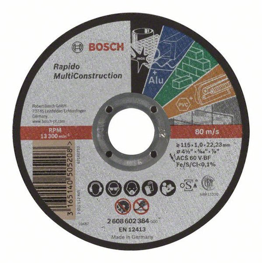 Bosch rezna ploča ravna Rapido Multi Construction ACS 60 V BF, 115 mm, 1,0 mm - 2608602384 Pribor BOSCH BOSCH-2608602384 Madras doo Beograd