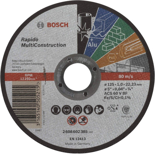 Bosch rezna ploča ravna Rapido Multi Construction ACS 60 V BF, 125 mm, 1,0 mm - 2608602385 Pribor BOSCH BOSCH-2608602385 Madras doo Beograd