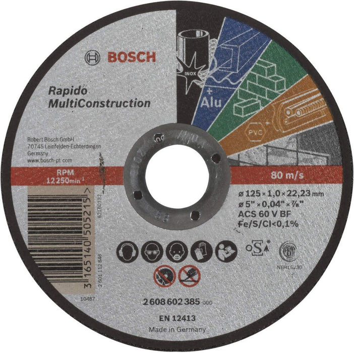 Bosch rezna ploča ravna Rapido Multi Construction ACS 60 V BF, 125 mm, 1,0 mm - 2608602385 Pribor BOSCH Madras doo Beograd