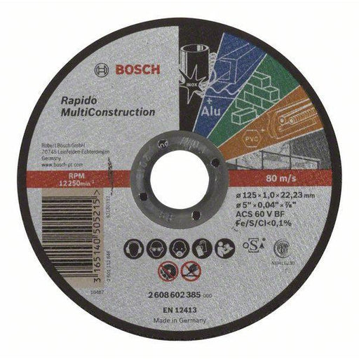 Bosch rezna ploča ravna Rapido Multi Construction ACS 60 V BF, 125 mm, 1,0 mm - 2608602385 Pribor BOSCH BOSCH-2608602385 Madras doo Beograd