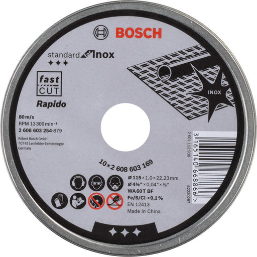 Bosch rezna ploča ravna Standard for Inox - Rapido 115x1,0 mm pakovanje od 10 komada - 2608603254 Pribor BOSCH BOSCH-2608603254 Madras doo Beograd