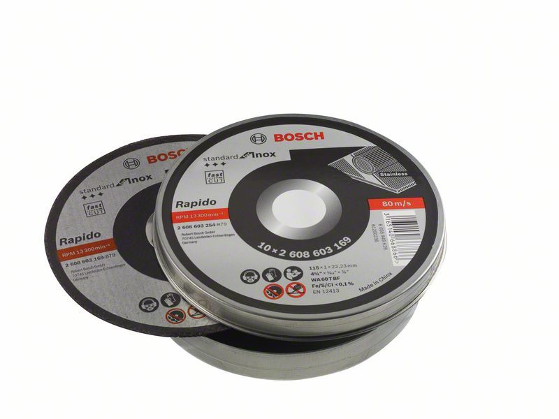 Bosch rezna ploča ravna Standard for Inox - Rapido 115x1,0 mm pakovanje od 10 komada - 2608603254 Pribor BOSCH BOSCH-2608603254 Madras doo Beograd