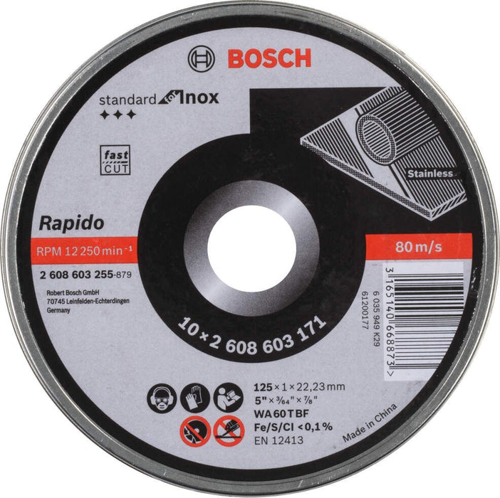 Bosch rezna ploča ravna Standard for Inox - Rapido WA 60 T BF, 125x1,0 mm pakovanje od 10 komada - 2608603255 Pribor BOSCH BOSCH-2608603255 Madras doo Beograd