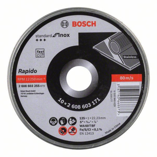 Bosch rezna ploča ravna Standard for Inox - Rapido WA 60 T BF, 125x1,0 mm pakovanje od 10 komada - 2608603255 Pribor BOSCH BOSCH-2608603255 Madras doo Beograd