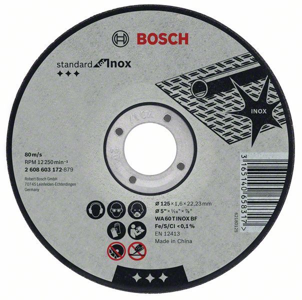 Bosch rezna ploča ravna Standard for Inox WA 60 T BF, 115 mm, 22,23 mm, 1,6 mm - 2608603170 Pribor BOSCH BOSCH-2608603170 Madras doo Beograd