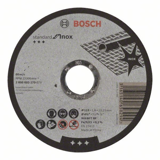 Bosch rezna ploča ravna Standard for Inox WA 60 T BF, 115 mm, 22,23 mm, 1,6 mm - 2608603170 Pribor BOSCH BOSCH-2608603170 Madras doo Beograd