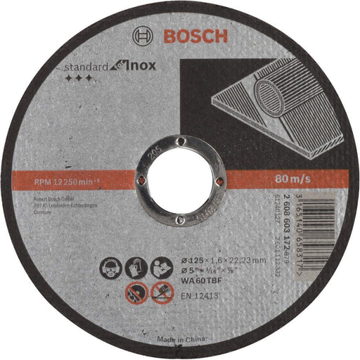 Bosch rezna ploča ravna Standard for Inox WA 60 T BF, 125 mm, 22,23 mm, 1,6 mm - 2608603172 Pribor BOSCH BOSCH-2608603172 Madras doo Beograd