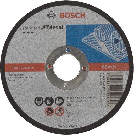 Bosch rezna ploča ravna Standard for Metal A 30 S BF, 115 mm, 22,23 mm, 2,5 mm - 2608603164 Pribor BOSCH BOSCH-2608603164 Madras doo Beograd