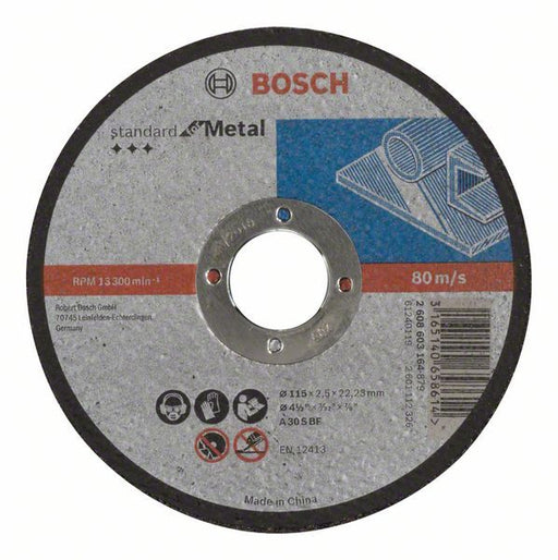 Bosch rezna ploča ravna Standard for Metal A 30 S BF, 115 mm, 22,23 mm, 2,5 mm - 2608603164 Pribor BOSCH BOSCH-2608603164 Madras doo Beograd